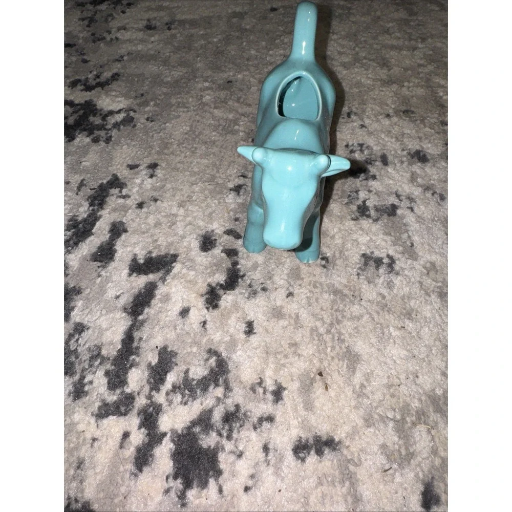 Food Network Turquoise Aqua Blue COW CREAMER Pitcher Gravy Syrup Coffee Cream